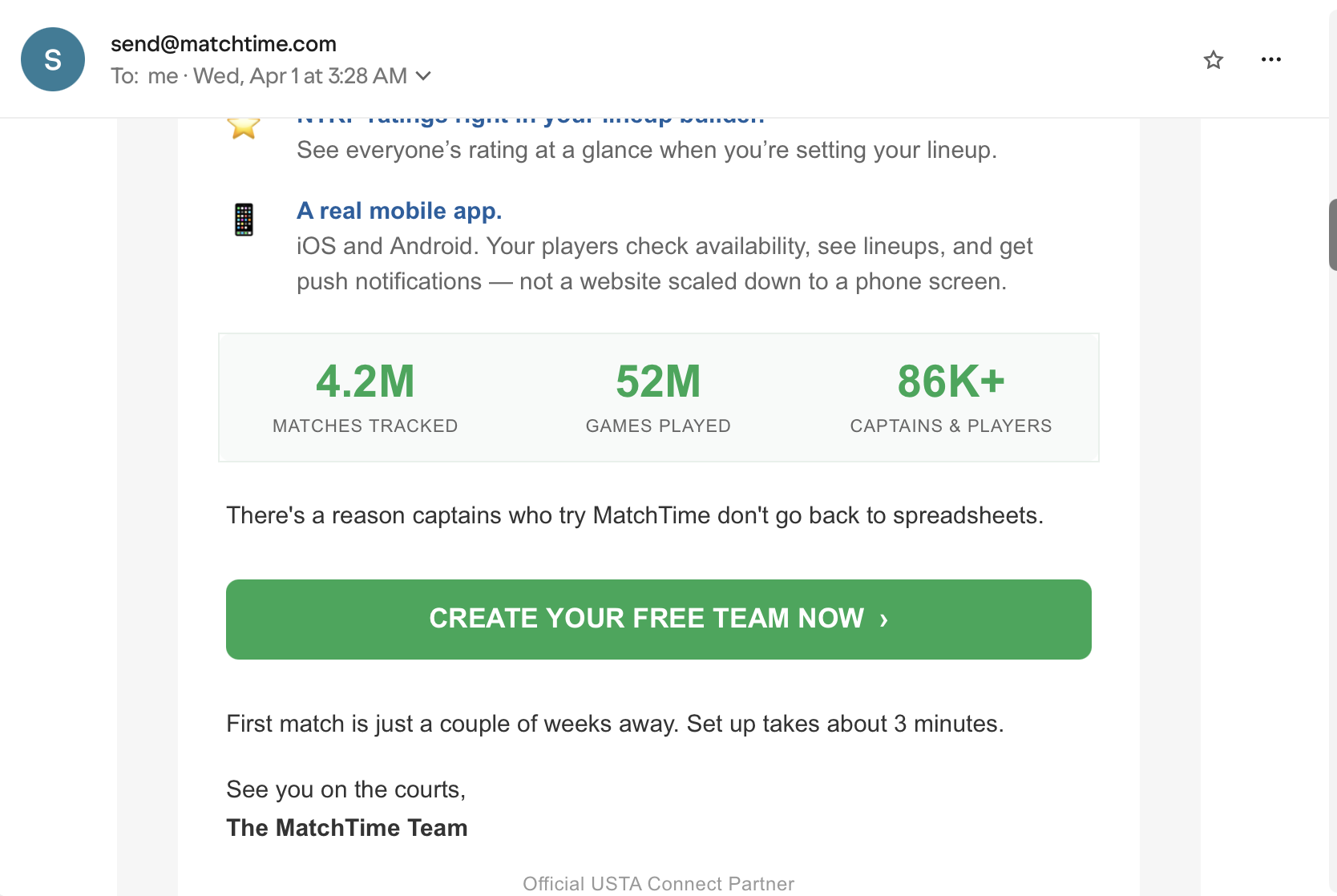 MatchTime email